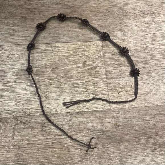 Boho Brown Flower Beaded Belt Small - Picture 1 of 3